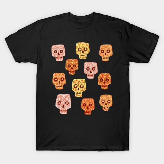 Dia de los Muertos Mexican Decorated Skull Art T-Shirt by NicSquirrell